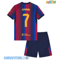 Camisa de time de futebol Barcelona Fermin Lopez #7 Replicas 1º Equipamento Infantil 2026-27 Manga Curta (+ Calças curtas)
